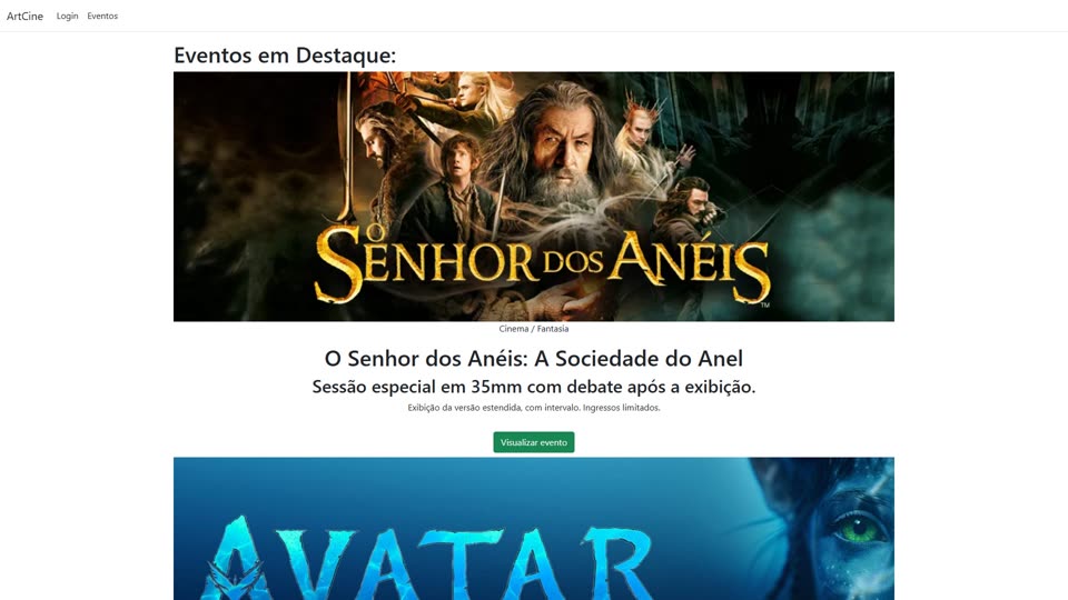 Preview do site ArtCine